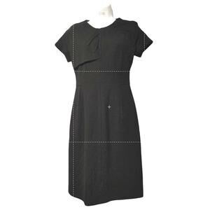 Teri Jon Sheath Cap Sleeve Cross Over Dress Knee Length Black Womens Size 4